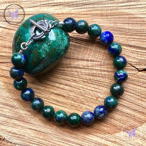 Chrysocolla Healing Bracelet with Silver Toggle Clasp